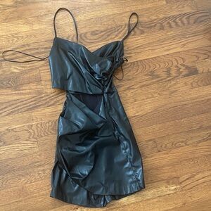 Zara Black Mini Faux Leather Dress